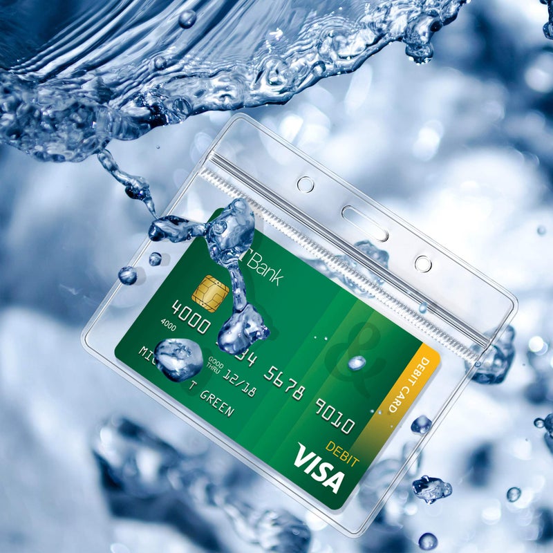 Kaptron ID Badge Holder with Metal Badge Clips â€“ Waterproof Sealable Clear Plastic Horizontal ID Card Holder for Work ID, Key Card, Driverâ€™s License (Horizontal 10 Pack) - Image 5